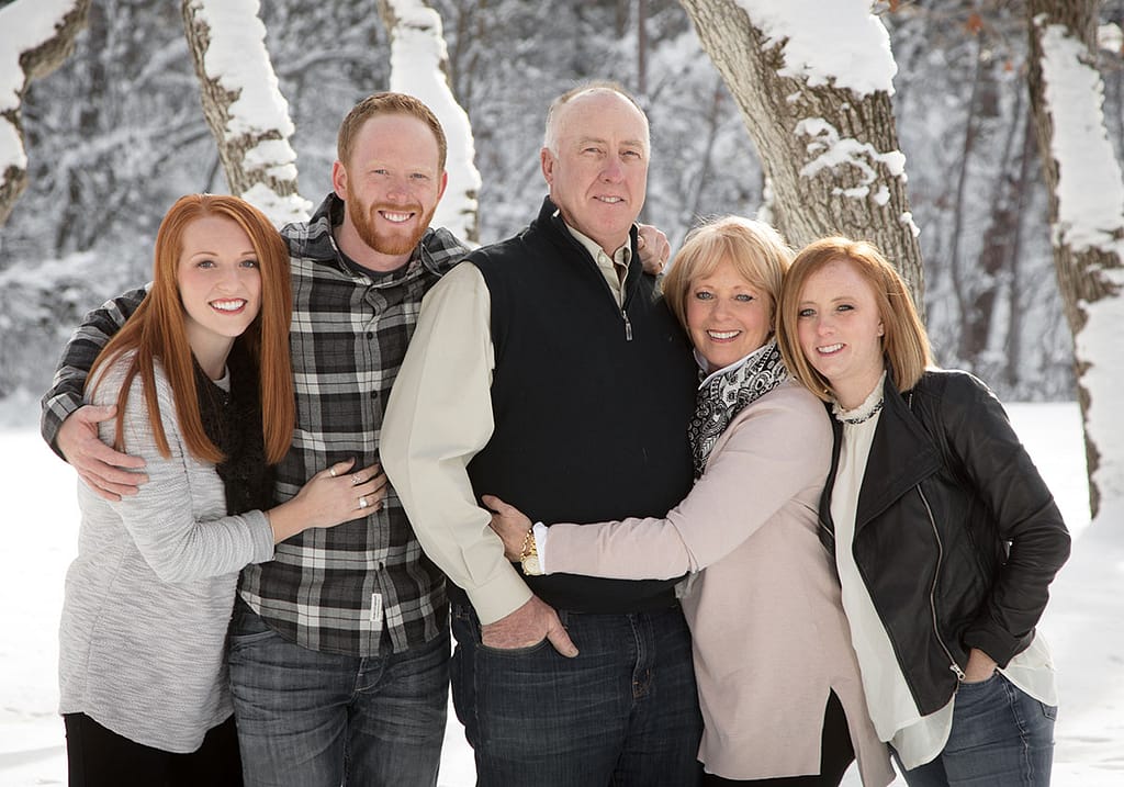 snow portrait family