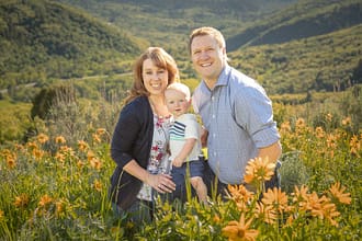 mountain-wild-flower-family-portrait small family in wildflowers